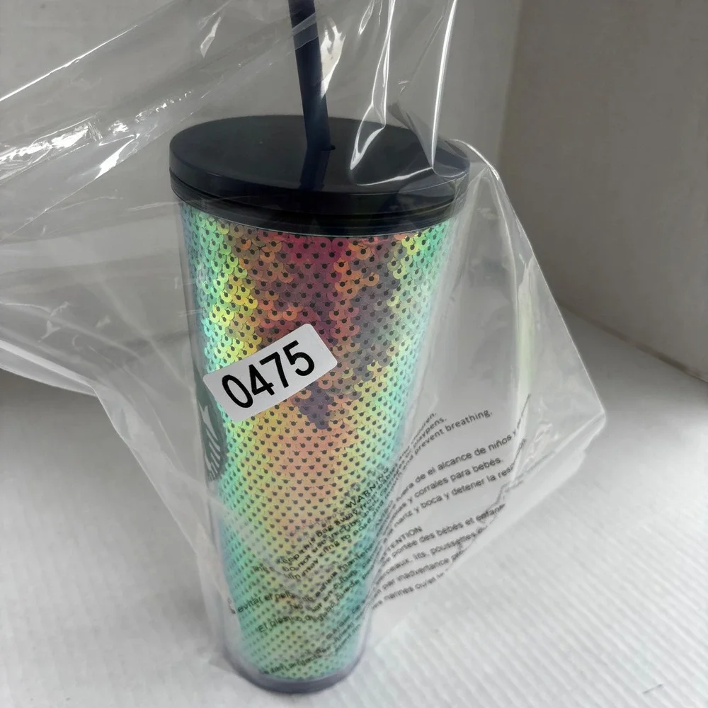 Starbucks 24oz Studded Tumbler Iridescent Rainbow Oil Slick‎ Cold Cup Reusable